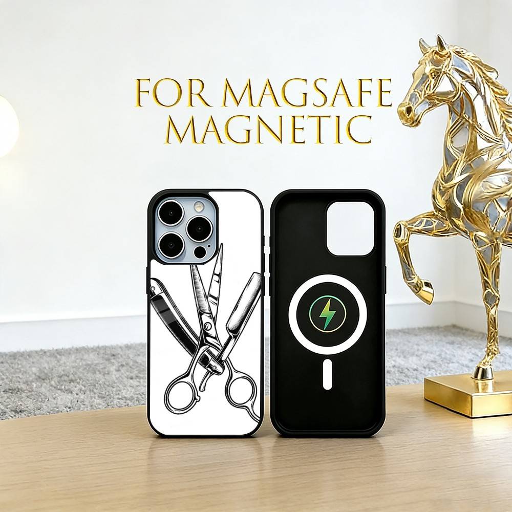 Barber Shop Hair Stylist Salon Phone Case For iPhone17,16,15,14,13,12,11 Plus,Pro Magnetic with Magsafe Wireless Charging
