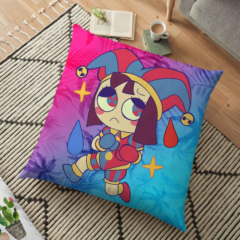 The Amazing Digital Circu Cushion Cover Ponmi Jax Clown Pillowcase Square Pillowcase Home Office Decoration Pillow Case 45cm