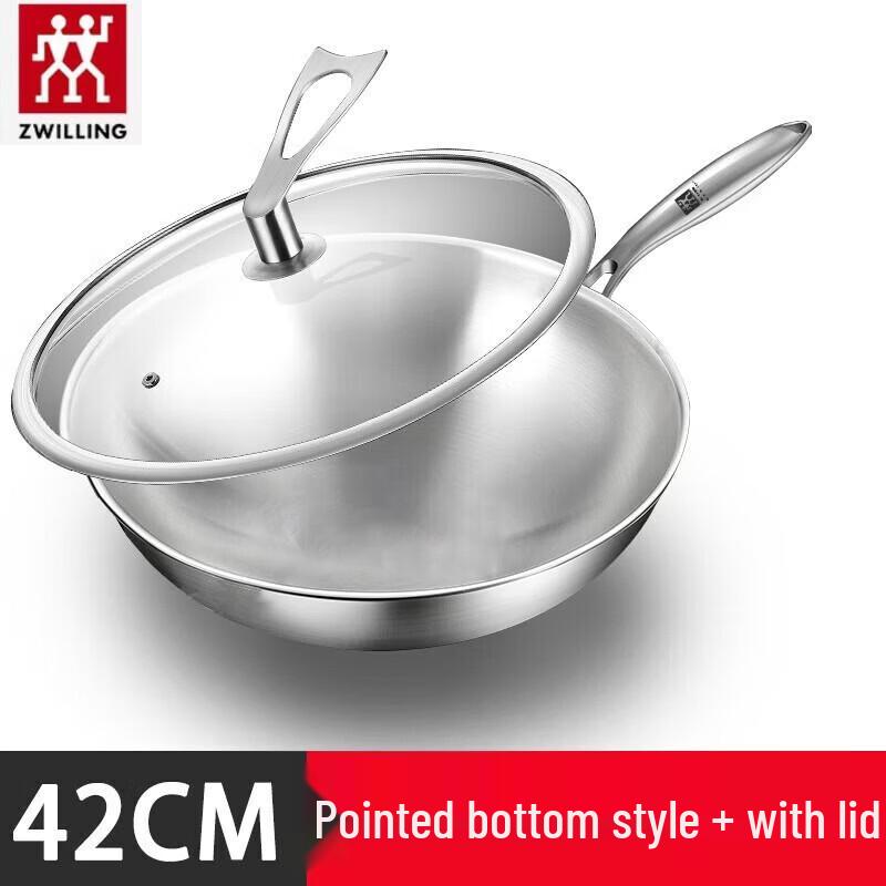ZWILLING 42cm 5-Ply 316 Stainless Steel Wok with Lid