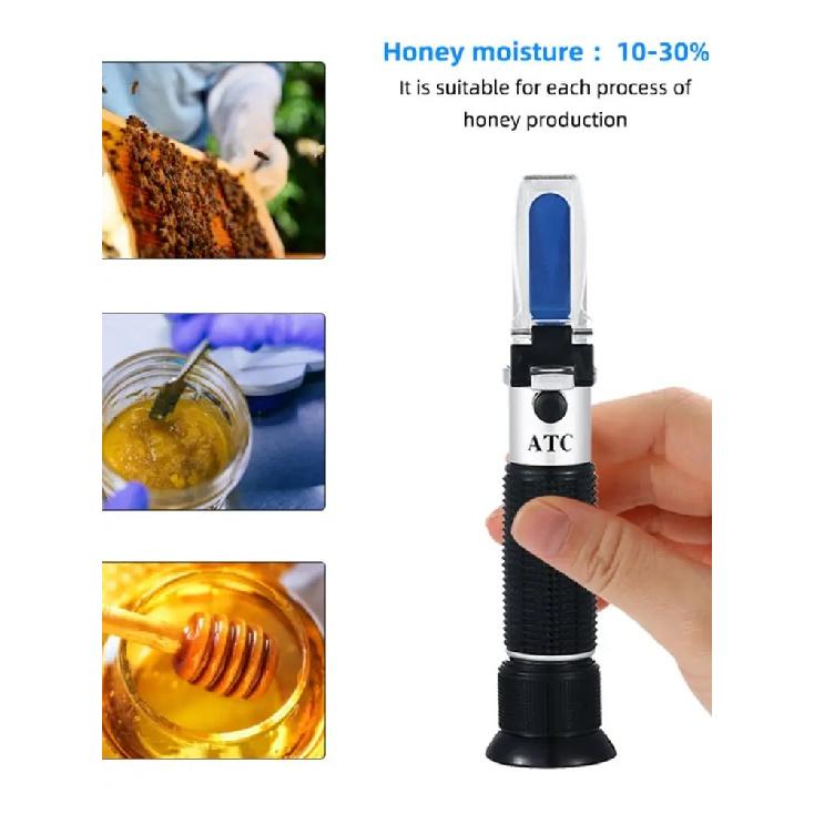 Yieryi Handheld 10-30% Water Honey Brix Refractometer for Honey Sugar Concentration ATC Honey Moisture Meter Beekeep Tester