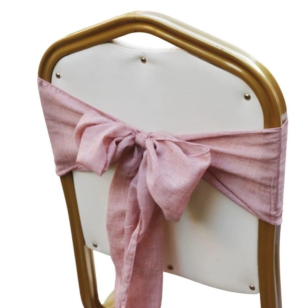 2Pcs Designed Decor Rustic Chair Sashes Cheesecloth Tulle Overlock Chair Ties Non-slip 11 Colors Chair Cover Wedding Decoration