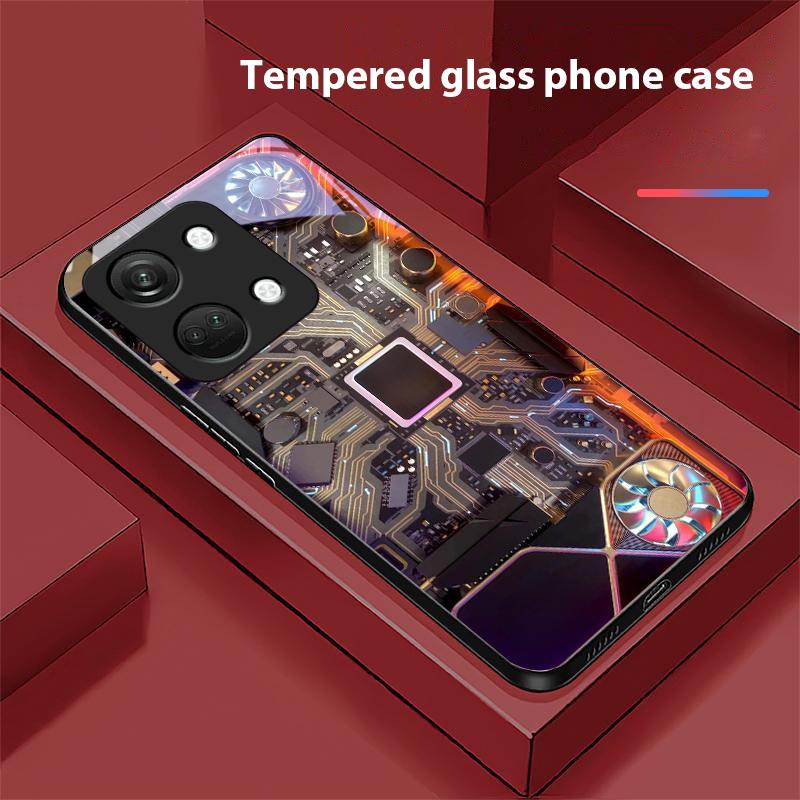 Компьютерный элемент для OnePlus Nord 3 5 6T 7 Pro 8 12 10T Reno8 Lite 5G 10R Nord N30 Чехол для телефона из закаленного стекла с твердой оболочкой Черный