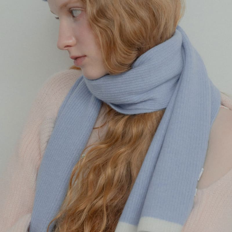 Mellotory Cashmere 100 Lip Line Muffler (sky Blue)