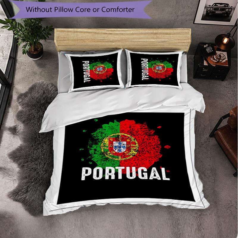 Portugal national football team 3 Piece Bedding Set Soft Duvet Cover Set with Pillowcases Printed Bedroom Decor Set for Home