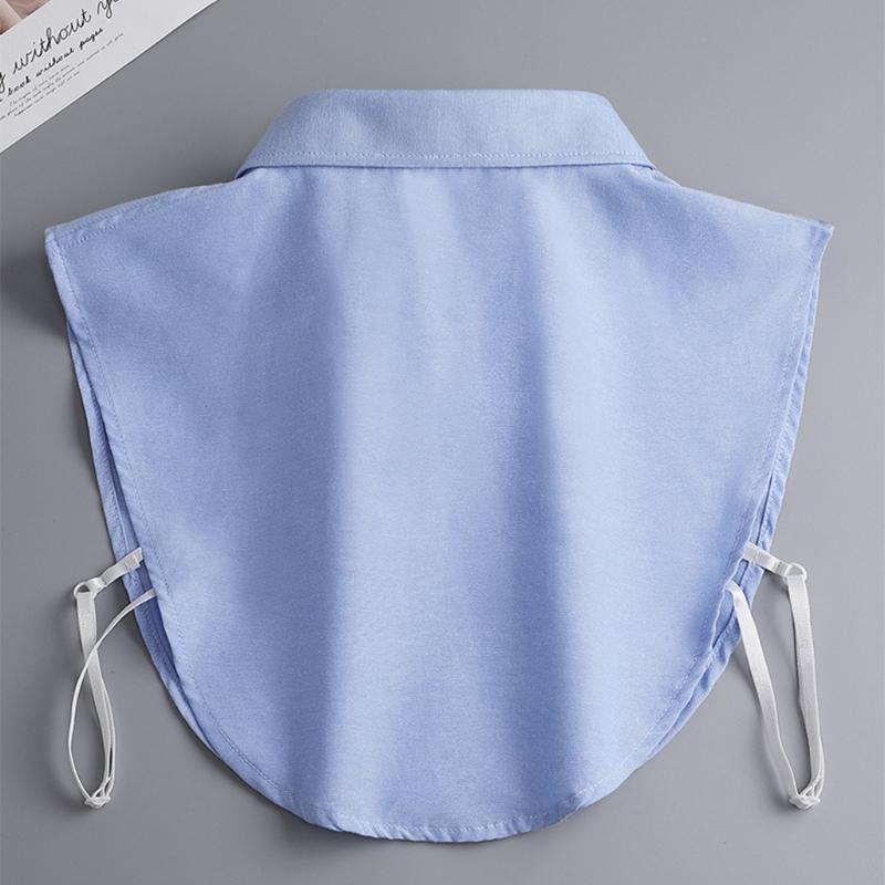 Mens Office Detachable Dickey Solid Color Button False Collar Lapel Half Shirt