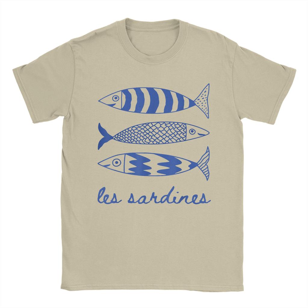 Les Sardines Tinned Fish Graphic Funny T Shirt Men's Cotton Funny T-Shirts O Neck Fisherman Tees Short Sleeve Tops Classic