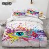 3D Colorful Eyes Duvet Cover Microfiber Vintage All Seeing Eye Tattoo Quilt Cover Boho Mandala Bedding Set Full Single King Size