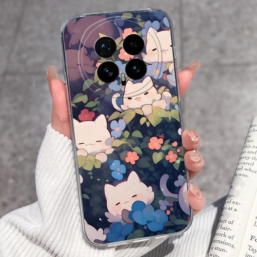 Для Huawei Honor Magic8 7 6 5 Pro Nova 12 Ultra 12i Чехол для телефона Красивый цветочный узор Прозрачный силиконовый Полностью защитный чехол Для корпуса Huawei