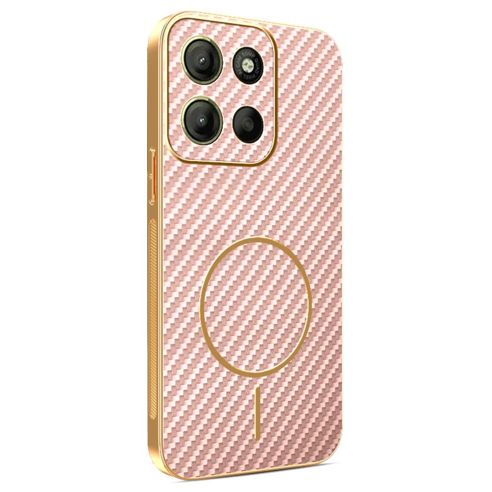 For Motorola Moto G15 4G/G15 Power 4G Phone Case Carbon Fiber Textured Electroplated TPU Back Cover