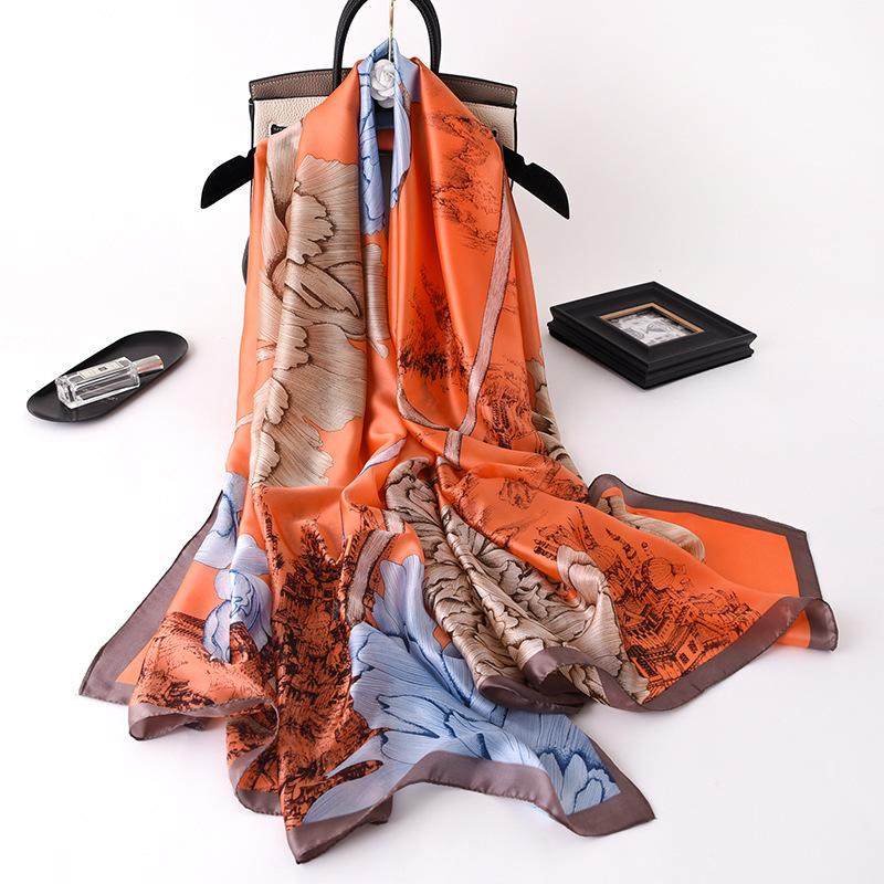 Новый шарф от солнца для женщин Новый шелковый атласный универсальный летний солнцезащитный шелковый шарф подарок на День матери