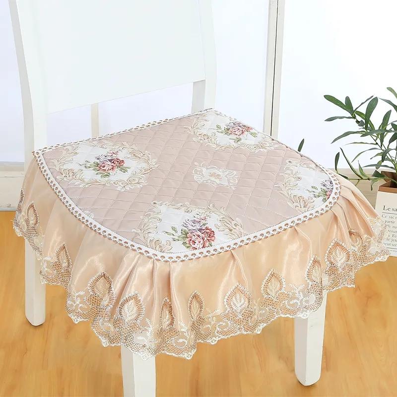 Нескользящая подушка для обеденного стула, табурет, подушка для сиденья с ремнями, универсальная подушка для стула Four Seasons, кружевная отделка с принтом, современный стиль