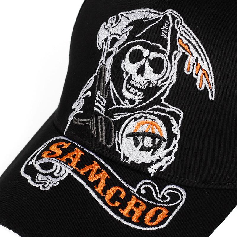 Samcro Baseball Cap Soa Sons Of Anarchy Skull Embroidery Casual Snapback Hat Fashion High Quality Racing Motorcycle Sport Hat