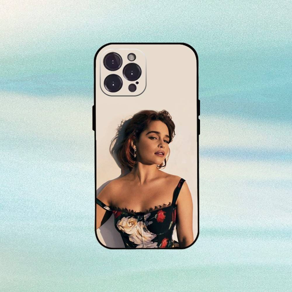 Чехол для телефона актрисы E-Emilia C-Clarke Для iPhone17,16,15,14,13,12Plus,Pro Max,XS,5G Мягкий Силиконовый Черный Чехол