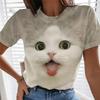 3D Милые кошки Принт Футболки Топы Животное Короткий рукав Футболка Оверсайз Свободные Женская Модная Одежда 4246 KTB