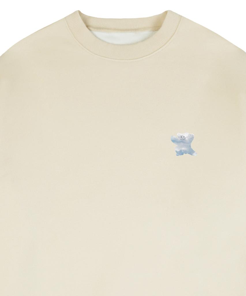 GRAVER [Unisex] Small Cloud Bear Smile Sweatshirt_Cream