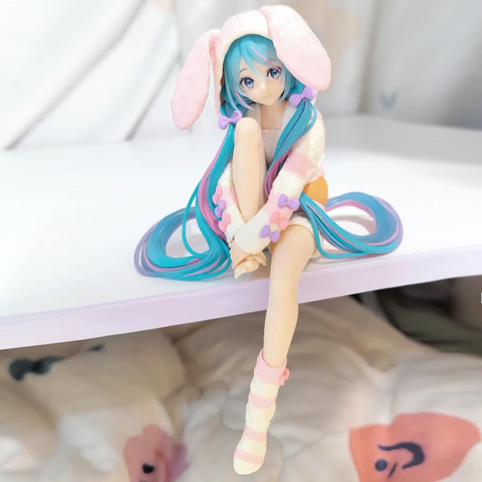 15 см Аниме ХАТСUNE MIKU Фигурка Стопор для лапши Фигурка Кроличьи ушки Пижама Модель Игрушка Кукла Фигурка Действия Коллекция Подарки ПВХ