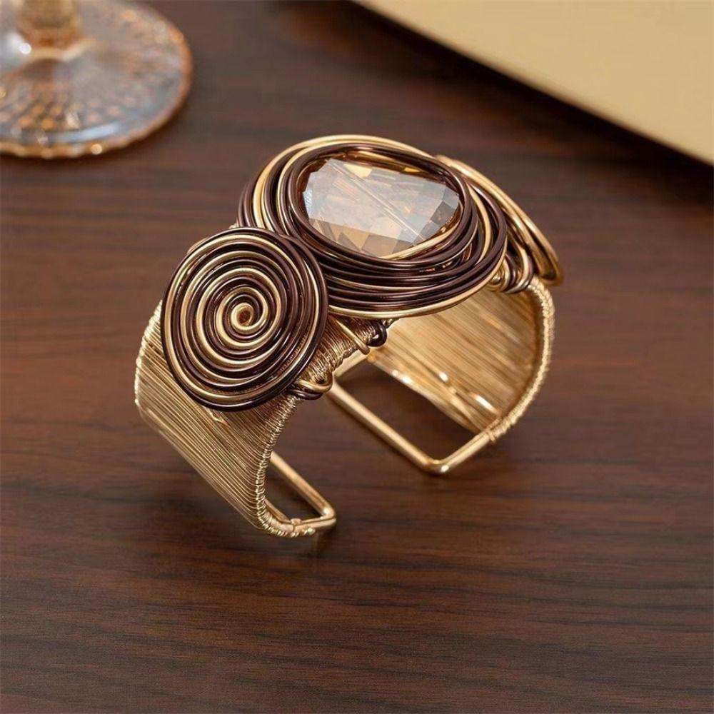 Opening Design Metal Bracelet Handmade Hand Ornament Wire Winding Cuff Bracelet Jewelry Gifts