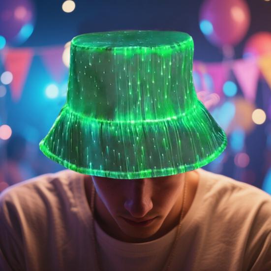 LED Fisherman Hat Neon Rave Bucket Cap 7 Colors Glow In The Dark USB Rechargeable EDM Festival Gear