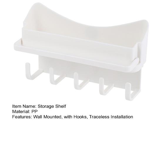 Полка для хранения Настенная ванная комната с крючками Подвесная стойка Бесследная установка Стеллаж для хранения