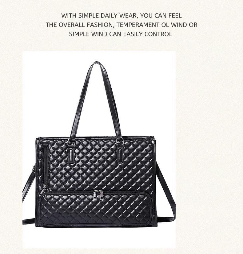 Insulated Black Diamond Lunch Bag with Handle & Shoulder Strap for Work or Picnic