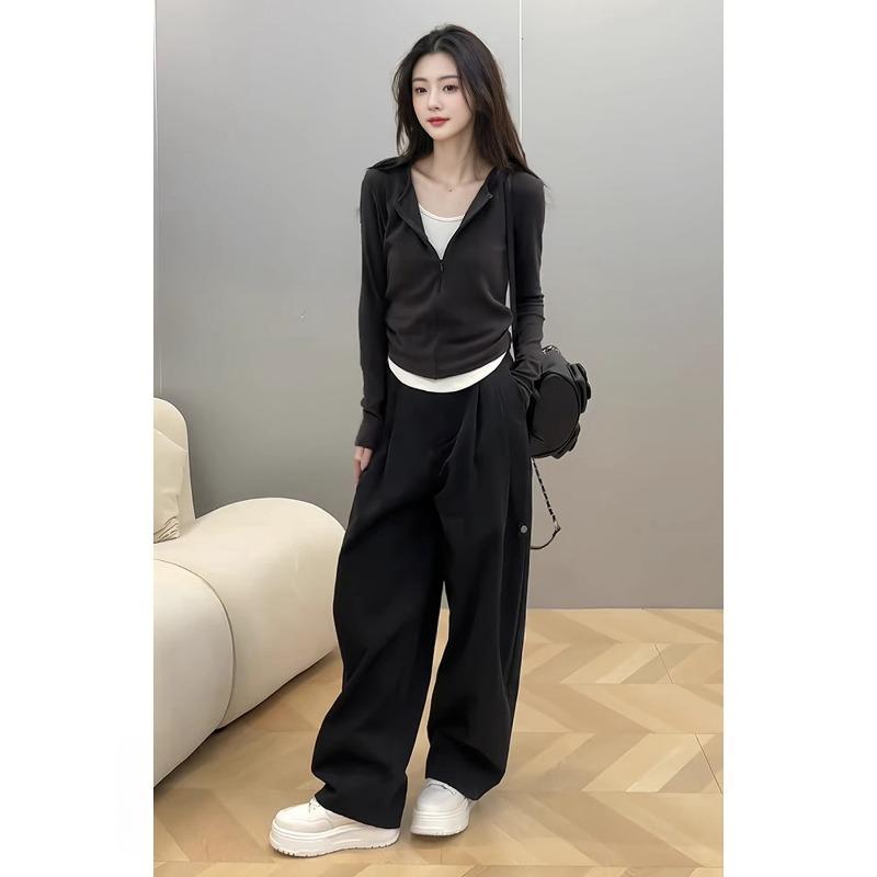 Черно-белый контрастный цветной пэчворк базовый топ женский весенний с поясом плиссированный имитация двойки верхняя часть на молнии с длинным рукавом