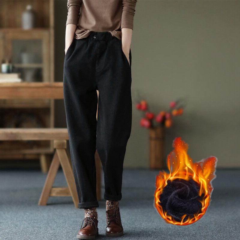 Плюс бархатные утолщенные штаны-шаровары женские осенне-зимние модные узкие брюки в стиле вестерн