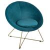 "Evan" Armchair In Velvet &; Atmosphera Gold Feet - Duck Blue