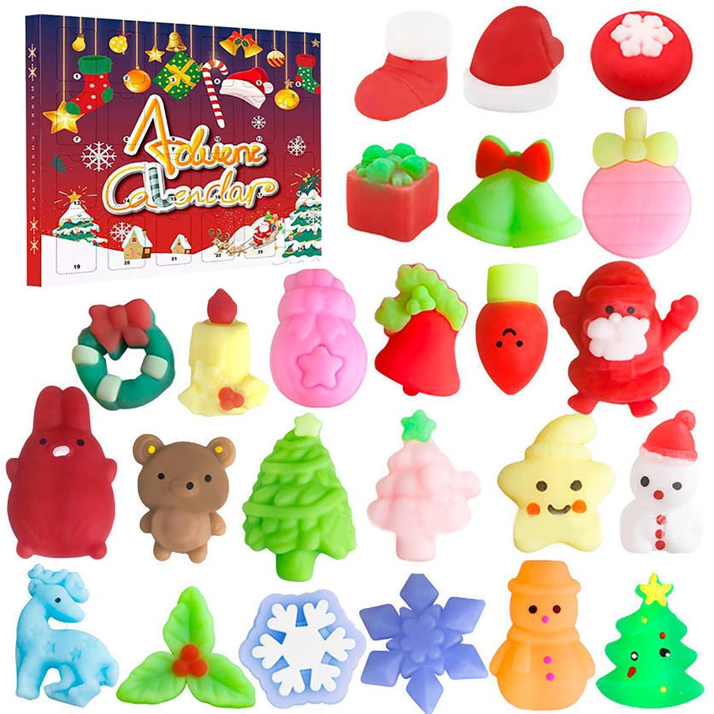 Christmas Pinch Music Decompression Set Soft Rubber Toy Countdown Calendar Surprise Box