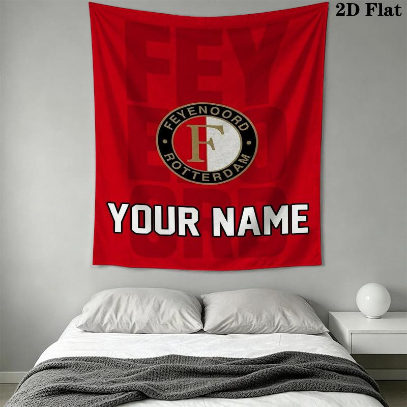 Custom Name Feyenoord Wall Tapestry Aesthetic Wall Hanging Printed Fabric Blanket Decorative Tapestries for Bedroom Living Room Home Decor