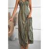 Summer Floral Print Sleeveless Maxi Dress With Zipper For Womens Beachwear