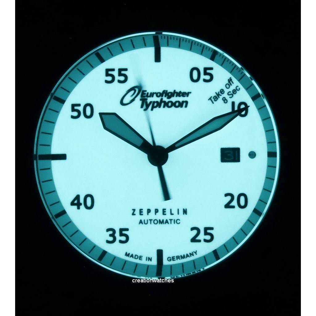 Zeppelin Eurofighter Leather Strap Beige Dial Automatic Diver's 7268-5 72685 200M Мужские часы