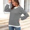 GMXIA Женская мода, повседневный полосатый принт, осень-зима, свободные свитера с длинным рукавом и круглым вырезом