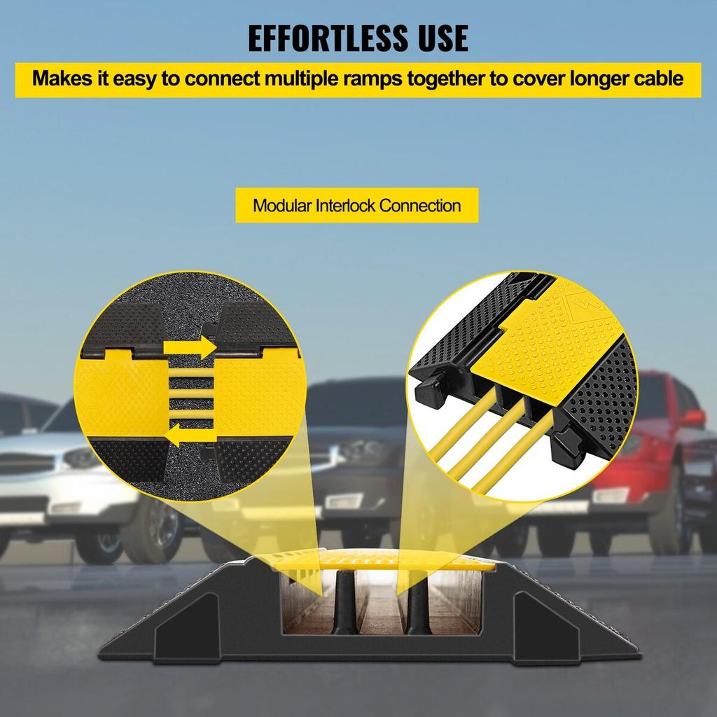 3 Channel Rubber Cable Protector Ramp 1.2 x 1.2 Inch Channel Heavy Duty Cable Wire Cord Cover Ramp Speed Bump Driveway Hose Cable Ramp Protector