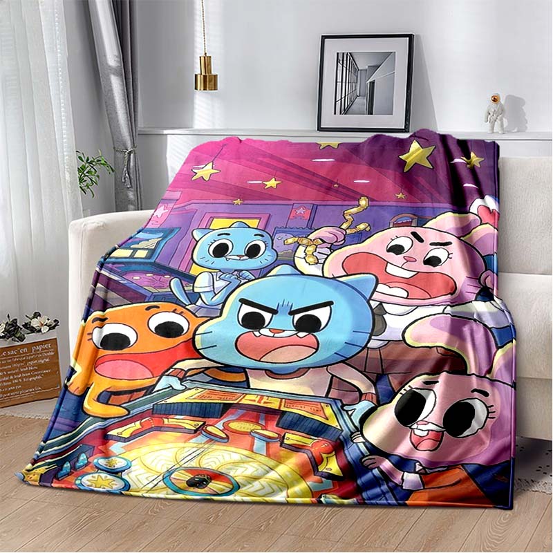 The Amazing World of Gumball Print Flannel Throw Blanket Soft Warm Cartoon Bed Sofa Cover for Kids Bedroom Home Decor Gift