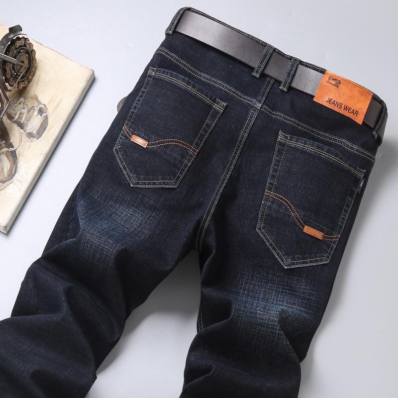 Jeans Business High Waist Men'S Jeans Elastic Loose Straight Tube Middle Aged Casual Cotton Longmao Men'S Work Pants