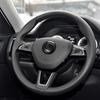 WOHE7 Car Logo Steering Wheel Sticker Badge Refit Accessories For Skoda Kodiaq Octavia Enyaq Kamiq Scala Rapid Superb Karoq Vision RS