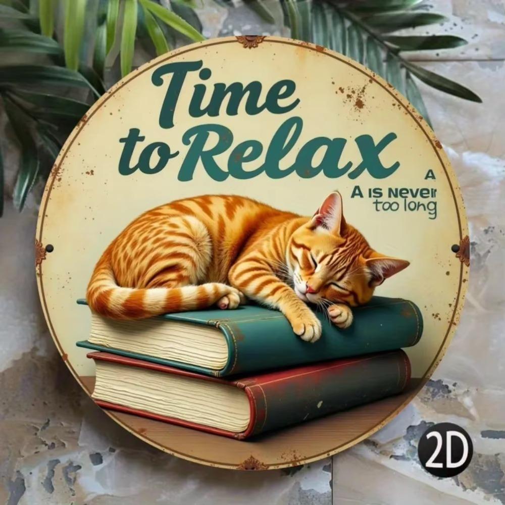 Железное Настенное Искусство Винтажный Принт Спящего Кота 2D Домашний Декор Сад Кафе Подарок