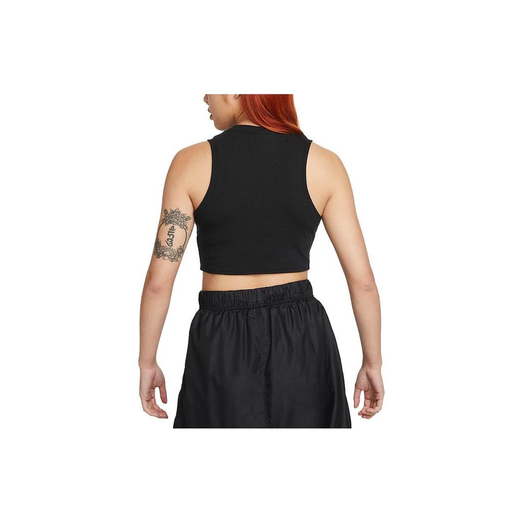 Nike Спортивная одежда Essentials ребристый укороченный топ-топ женский черный FB8280-010
