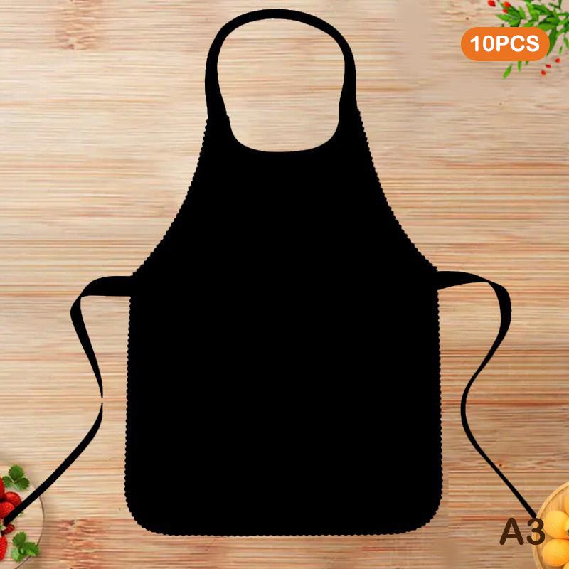 10pcs Disposable Non Woven Aprons Kitchen Aprons Solid Color Anti-fouling Breathable For Cooking, BBQ, Waiters, Hairdressing