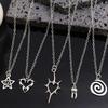 Gothic Charm Heart Teeth Pendant Silver Color Punk Necklace Sweet Cool Y2K Necklace  Women Men