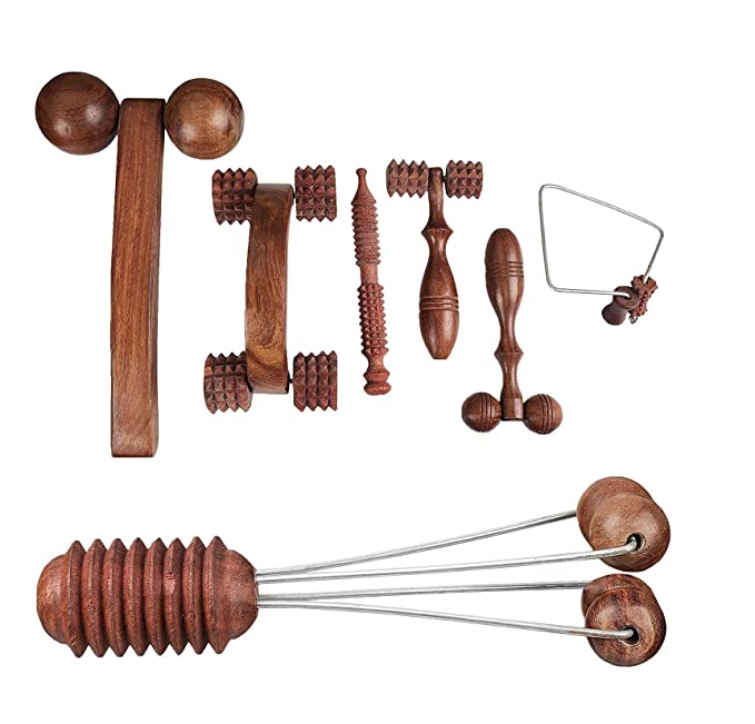 Karigar Creations Деревянный ручной инструмент для акупрессуры Инструменты для массажа тела для снятия стресса и боли, цвет натурального дерева (Упаковка из 6 шт.)