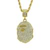 European & American Fashion Full Diamond Hip-Hop Ape Head Pendant Necklace.