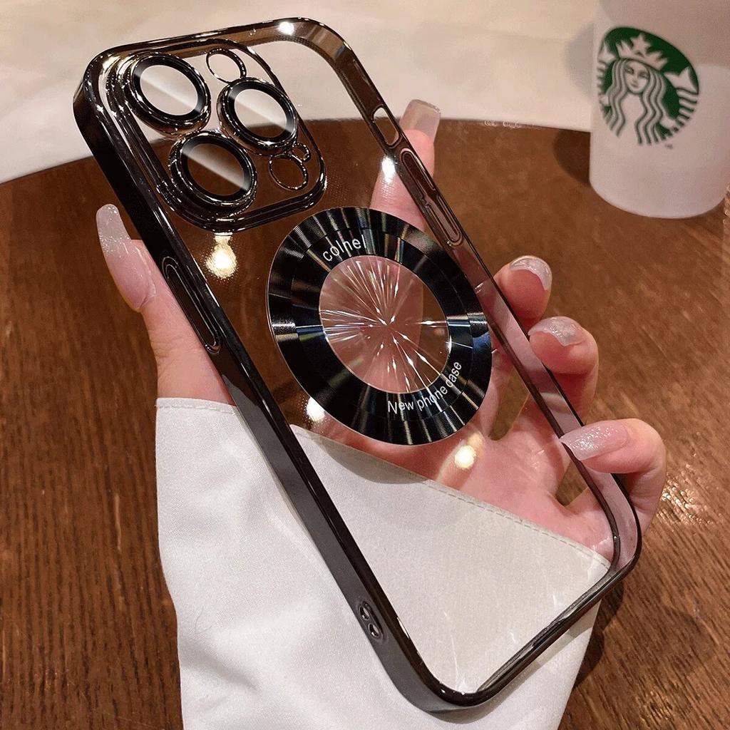 Роскошное покрытие для чехлов для телефонов Magsafe для iPhone 15 14 13 12 11 Pro Max Plus, защитная пленка для линз с беспроводной зарядкой, прозрачная задняя крышка