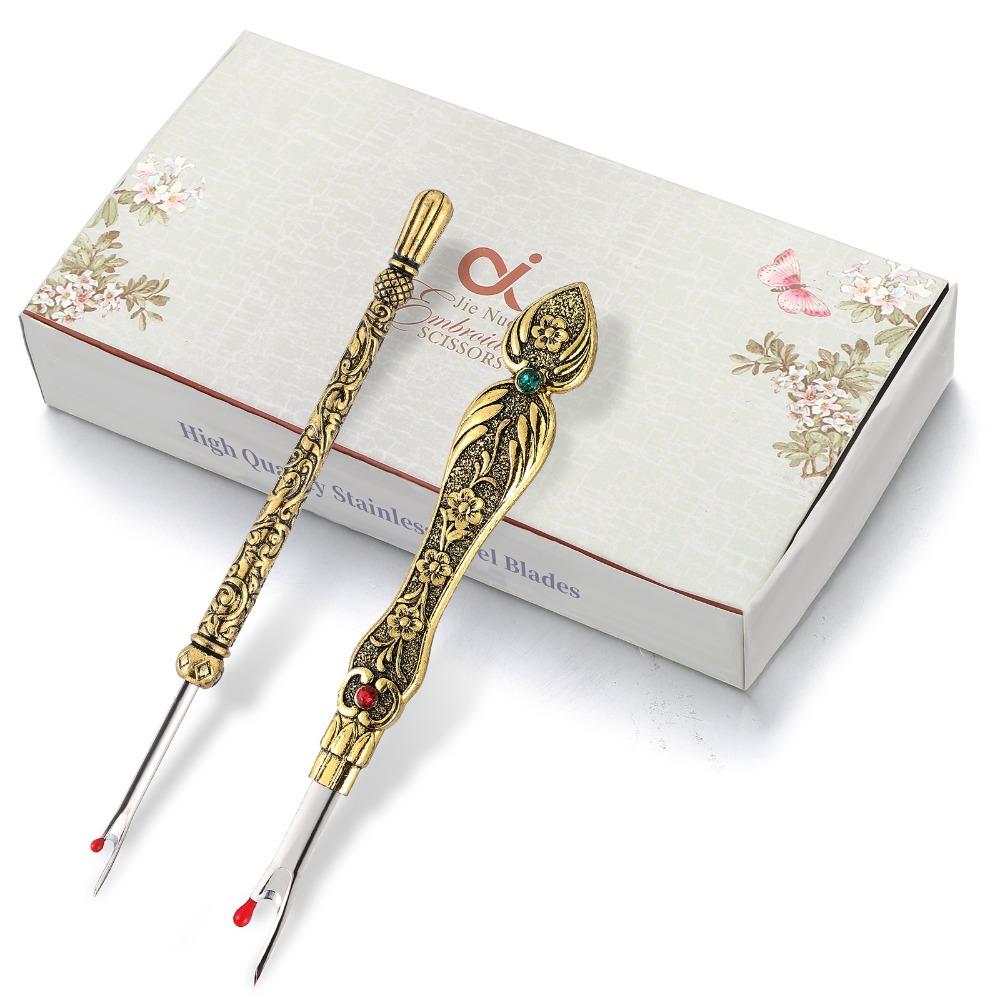 2 шт. Резная ручка Распарыватель швов Металлический нитеобрезатель Удобный инструмент для распарывания ниток Рукоделие