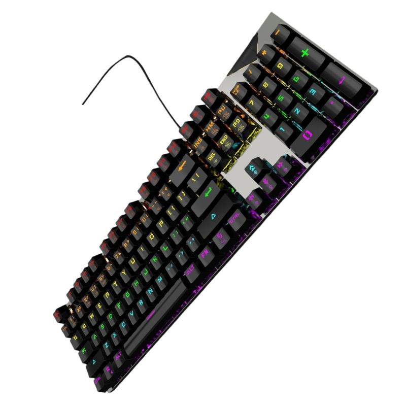 Механические клавиатуры с проводным подключением, RGB-подсветка светодиодами и колпачками из ABS, синие переключатели для игр