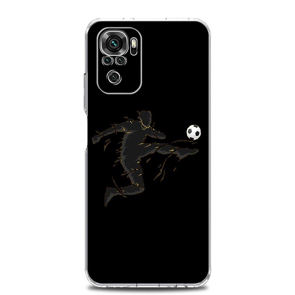New Square Clear Phone Case For Xiaomi Redmi Note 12 11 9S 9 8 10 Pro+ 7 8T 9C 9A 8A K40 Gaming Cover Football Player Soccer Art