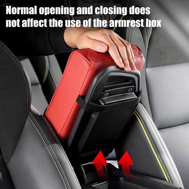 Universal Car Armrest Cushion Waterproof Faux Leather Center Console Pad with 2 Cup Holders Height Pad
