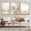 Nordic White Reed and Sea Landscape Oil Painting Poster Print Wall Art Picture Modern Painting Living Room Home Decoration