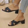 Летний Новый Стиль Элегантные Высокие Каблуки Верхняя Одежда Большой Размер Модные Босоножки с Открытым Носком на Толстом Каблуке Удобные Повседневные Женские