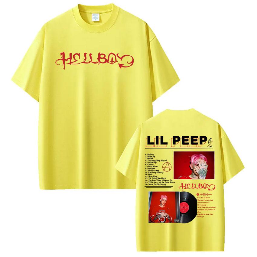 Футболка унисекс Lil Peep Crybaby Hellboy Женская одежда Модная футболка в стиле хип-хоп 100% хлопок Оверсайз с коротким рукавом